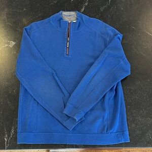 Tommy Bahama Men's Blue with Gray Reversible Quarter Zip